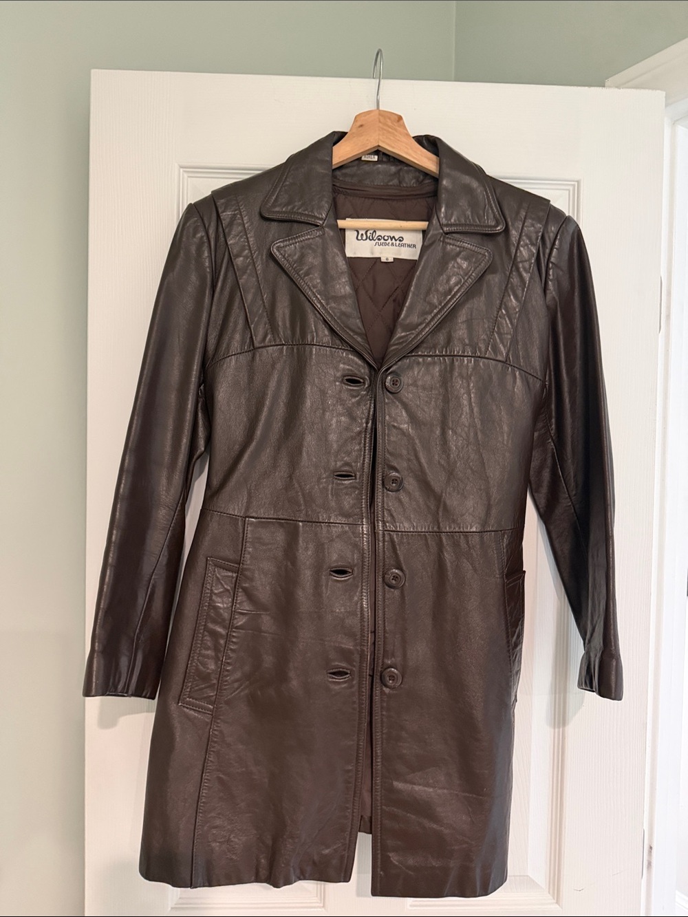 Vintage Wilson Brown Leather Long Coat - Women's Jacket & Coat